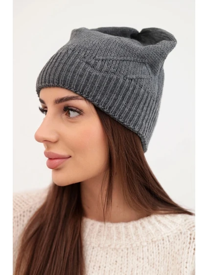 Dámska klasická zimná čiapka s jemným vzorom K379 graphite