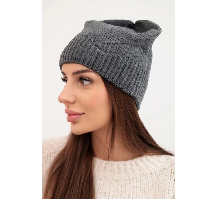 Dámska klasická zimná čiapka s jemným vzorom K379 graphite