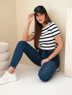 Dámské džíny model 21903548 s vysokým pasem tmavě džínové - K-Fashion