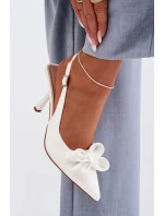 Dámské sandály na podpatku s mašlí bílé Jonera