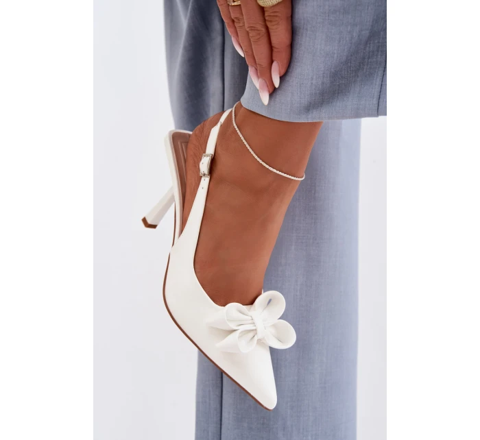 Dámské sandály na podpatku s mašlí bílé Jonera