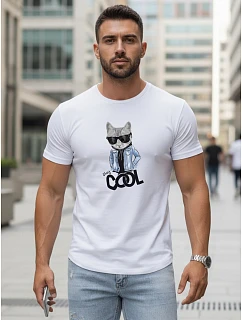 Pánske tričko Stay COOL s potlačou biele FashionStreet NX5018R