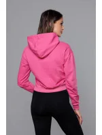 Krátká růžová tepláková mikina s kapucí model 18378833 - J.STYLE Krátká růžová tepláková mikina s kapucí model 18378833 - J.STYLE