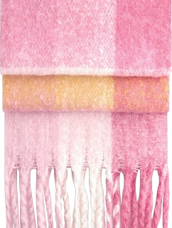 Beechfield B 494R Šál „Fluffy Check“ 53.494R ružový kockovaný