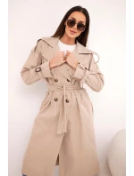 Dámský kabát v pase s límcem camelový Dámský kabát v pase s límcem camelový