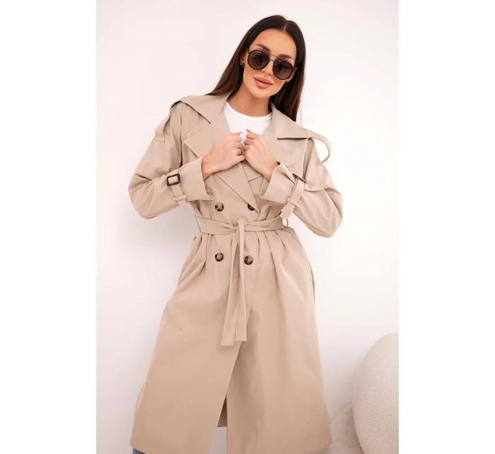 Dámský kabát v pase s límcem camelový Dámský kabát v pase s límcem camelový