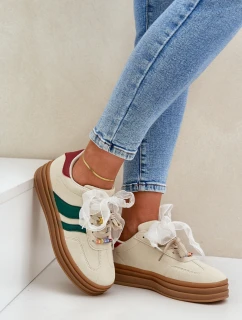 Sneakersy Damskie Z Przypinkami Beżowe Jariana