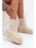 Boty Na Masivní Platformě Eko Kůže Béžové model 21706981 - Boto