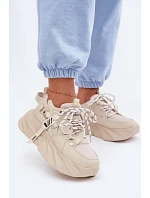 Kožené dámské tenisky model 22095164 Béžové - Goe