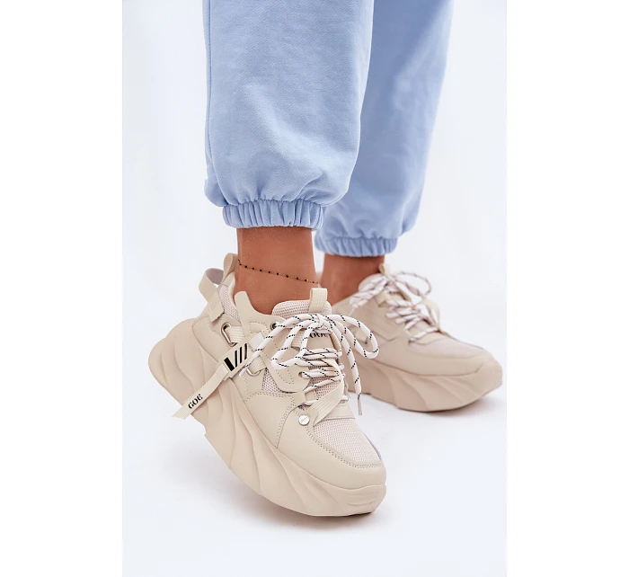 Kožené dámské tenisky model 22095164 Béžové - Goe