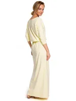 M435 Maxi bavlnené šaty s opaskom na zaväzovanie - čierne