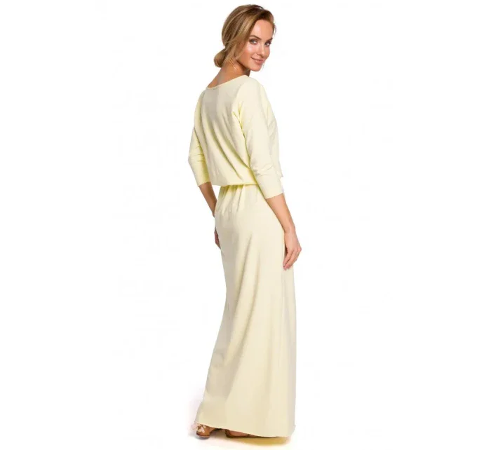 M435 Maxi bavlnené šaty s opaskom na zaväzovanie - čierne