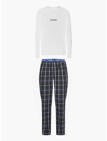 Pánsky pyžamový set - NM2184E 1MT - biela/modrá - Calvin Klein Pánsky pyžamový set - NM2184E 1MT - biela/modrá - Calvin Klein