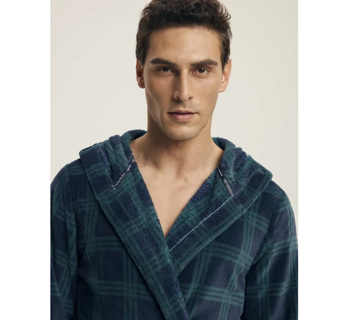 Pánsky župan Nickel 43373 Tmavo modrý so zeleným vzorom - Henderson