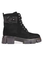 Luxusní černé dámské kotníčkové boty na plochém podpatku Luxusní černé dámské kotníčkové boty na plochém podpatku