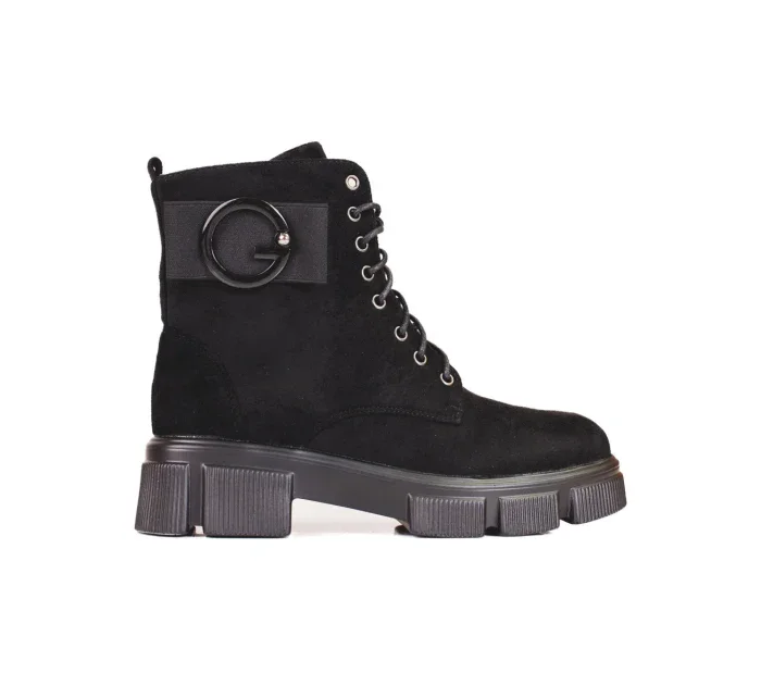 Luxusní černé dámské kotníčkové boty na plochém podpatku Luxusní černé dámské kotníčkové boty na plochém podpatku