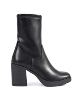 Designové dámské černé kotníčkové boty na širokém podpatku Designové dámské černé kotníčkové boty na širokém podpatku