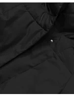 Čierny dámsky zimný kabát s opaskom (2M-061)