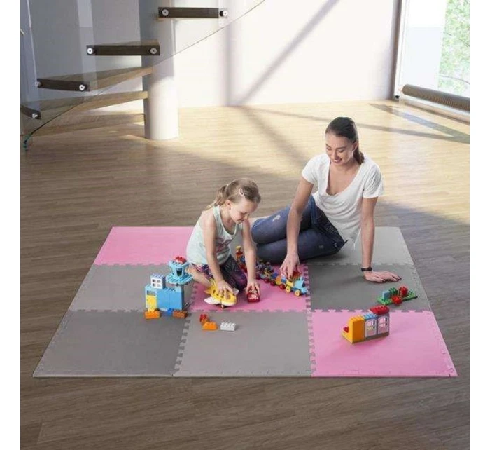 Multipack One Fitness puzzle podložka MP10 ružovo-sivá 9 kusov 10 mm