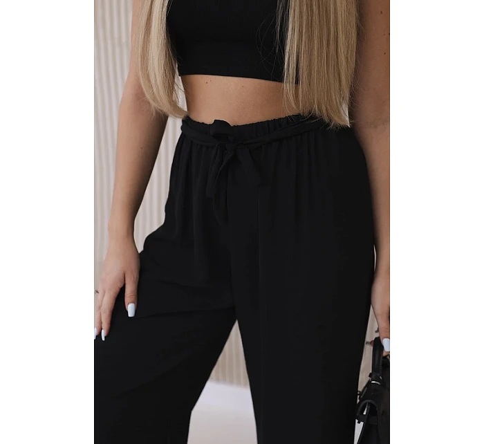 Kalhoty s širokým pasem černý Kalhoty s širokým pasem černý