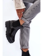 Lakierowane Kalosze Botki Na Platformie Big Star MM274395 Czarne Lakierowane Kalosze Botki Na Platformie Big Star MM274395 Czarne