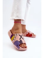 Gumowe Klapki Z Nadrukiem Różowe Monsters