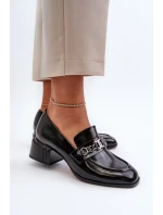 Lakierowane Czółenka Na Klocku Czarne S.Barski MR38-960