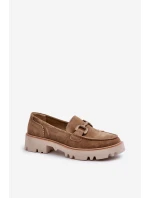 Dámské semišové mokasíny s ozdobou D&A model 21660216 hnědé - S.Barski Dámské semišové mokasíny s ozdobou D&A model 21660216 hnědé - S.Barski