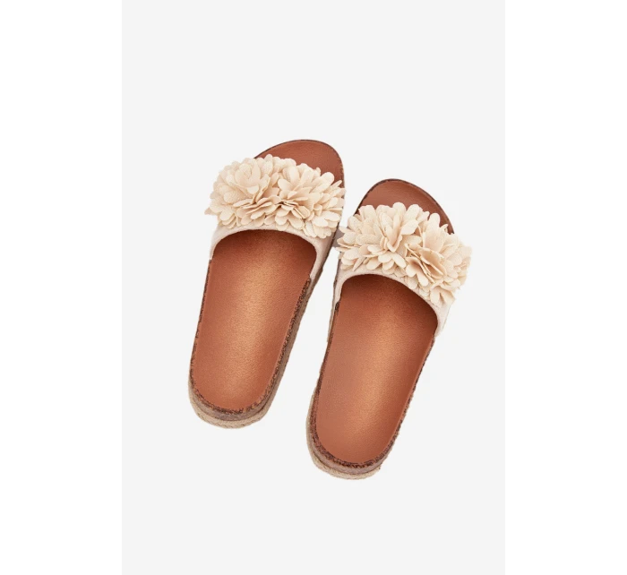 Klapki Damskie Na Platformie Z Ozdobnymi Kwiatkami Beżowe Tessara Klapki Damskie Na Platformie Z Ozdobnymi Kwiatkami Beżowe Tessara