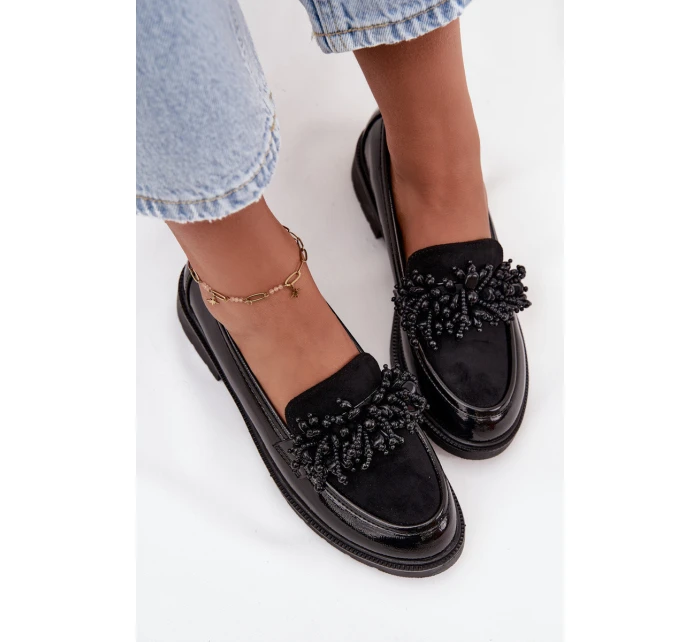 Damskie Mokasyny Lakierowane S.Barski HY52-369B Czarne