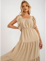 Sukienka DHJ SK model 18605439 ciemny bezowy - FPrice Sukienka DHJ SK model 18605439 ciemny bezowy - FPrice