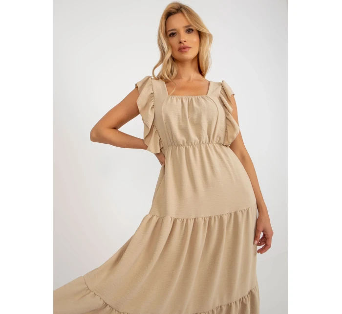 Sukienka DHJ SK model 18605439 ciemny bezowy - FPrice Sukienka DHJ SK model 18605439 ciemny bezowy - FPrice