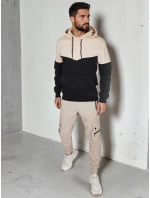 Pánska základná mikina s kapucňou béžová FashionStreet BX5880