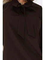140-29 Blúzka s dlhými rukávmi a viazaním vpredu - čokoládová 140-29 Blúzka s dlhými rukávmi a viazaním vpredu - čokoládová