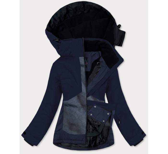 Tmavomodrá/melanžová dámska zimná snowboardová bunda (b2357)