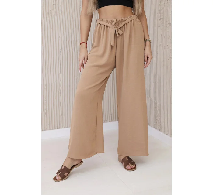 Kalhoty s širokým pasem velbloud