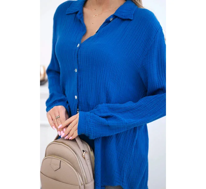 Bavlněná mušelínová košile chrpově modrá Bavlněná mušelínová košile chrpově modrá