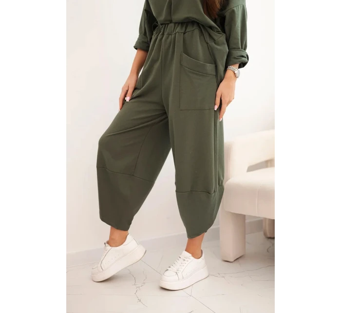 Komplet bavlněný mikina + kalhoty khaki