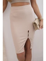 Dámská model 21774813 sukně s knoflíky kostkovaná béžová - K-Fashion Dámská model 21774813 sukně s knoflíky kostkovaná béžová - K-Fashion