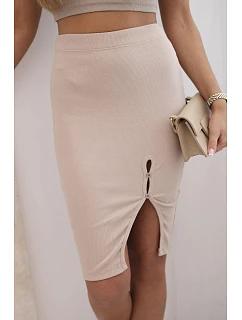 Dámská model 21774813 sukně s knoflíky kostkovaná béžová - K-Fashion