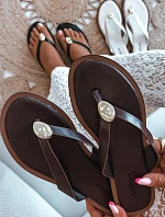 Dámske ploché žabky so zlatými detailmi chocolate Tella