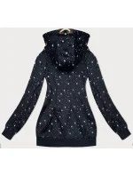 Tmavě modrá dámská mikina s kapucí a se vzorem model 21308806 - 6&8 Fashion