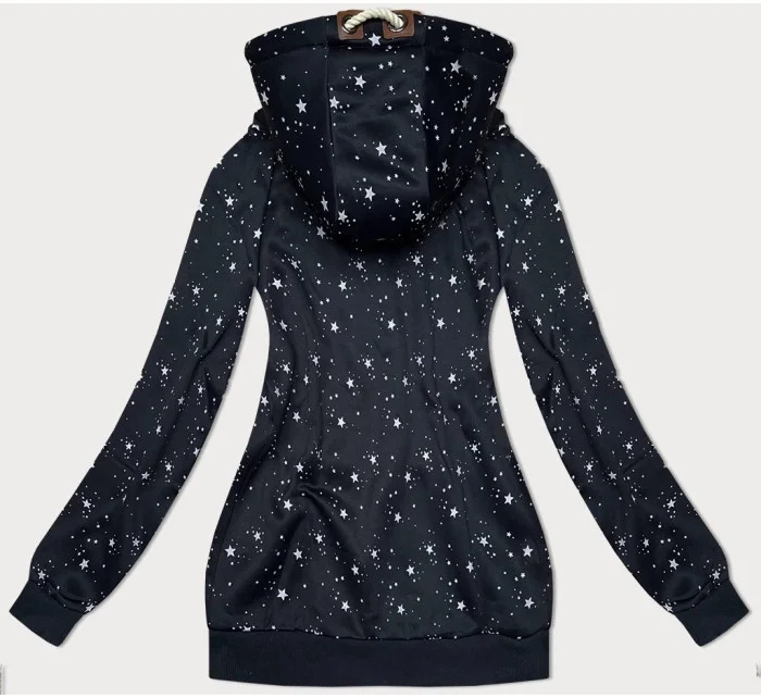 Tmavě modrá dámská mikina s kapucí a se vzorem model 21308806 - 6&8 Fashion