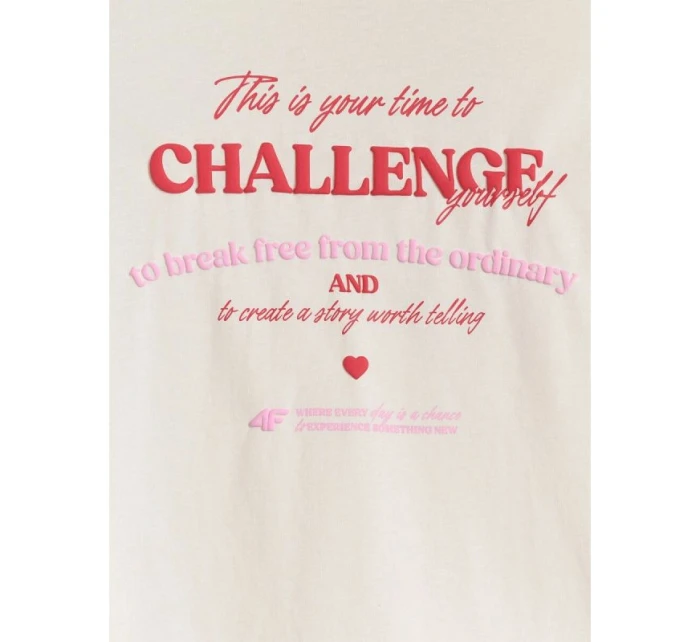 Dívčí tričko oversize s potiskem a dlouhým rukávem model 21877605 - 4F