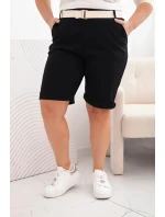 Dámské bavlněné šortky Plus Size s páskem černý