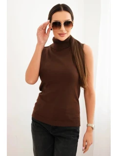Dámská viskózová model 21407217 blůza s rolákem hnědá - K-Fashion