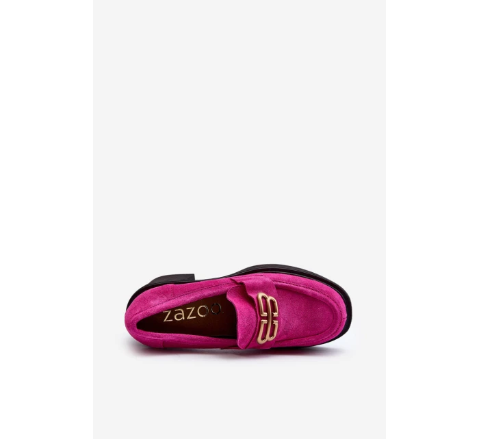 Zazoo 20170 Półbuty Zamszowe Damskie Na Słupku Fuksja