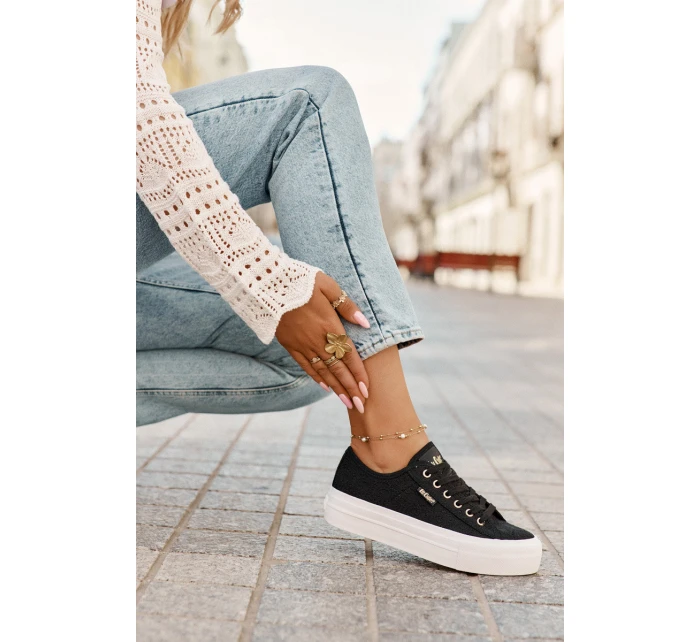 Trampki Damskie Z Koronką Lee Cooper LCW-25-31-3439L Czarne