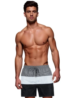 Pánske šedo-biele plavecké šortky FashionStreet SX2519