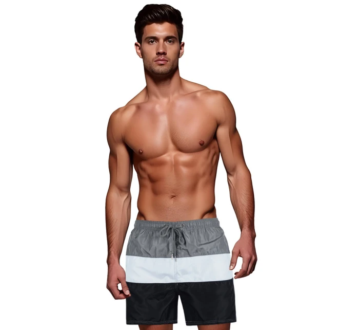 Pánske šedo-biele plavecké šortky FashionStreet SX2519